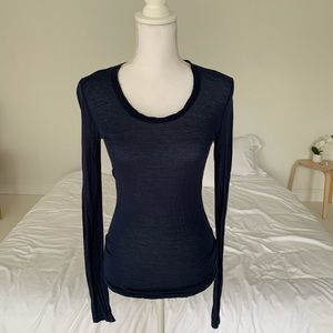 Paige Long Sleeve Shirt- Navy Blue
